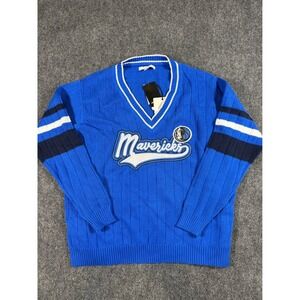 Dallas Mavericks Shirt Mens Medium Sweater V Neck Knit Embroidered NBA NWT